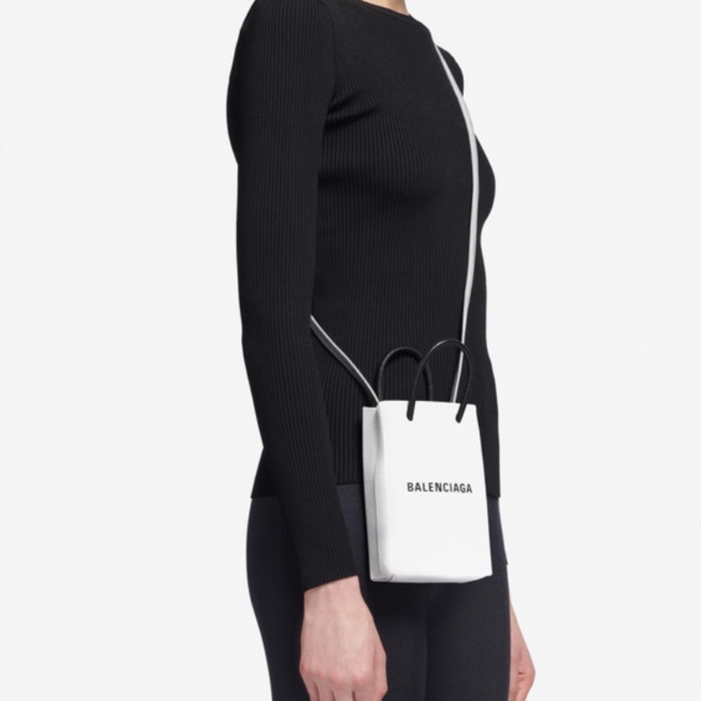 BALENCIAGA White Shopping Phone Holder